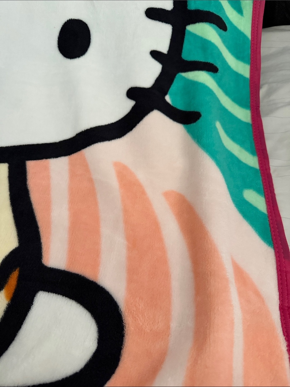 Sanrio Hello Kitty Plush Throw with Hot Pink Bow and Multicolor Accents - Picture 2 of 6